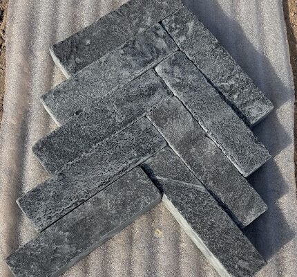 ANTIQUE BLACK LIMESTONE PAVERS - 200X50X40MM